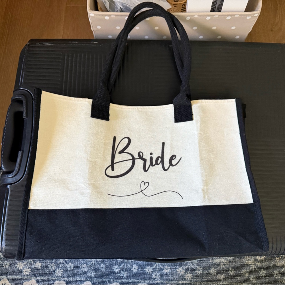 Black and White Bride Tote Bag
